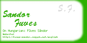 sandor fuves business card